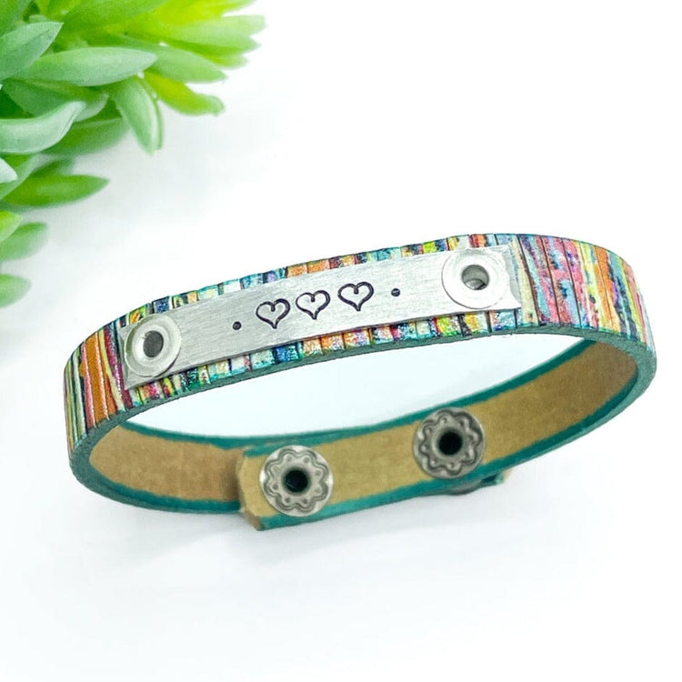 MOM's Love | Choose your Hearts | 3 Color Options | Leather Skinny Bracelet | Adjustable Skinny Bracelets Create Hope Cuffs 