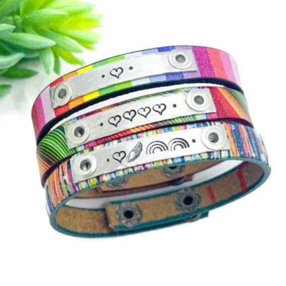 MOM's Love | Choose your Symbols | 3 Color Options | Leather Skinny Bracelet | Adjustable Skinny Bracelets Create Hope Cuffs 