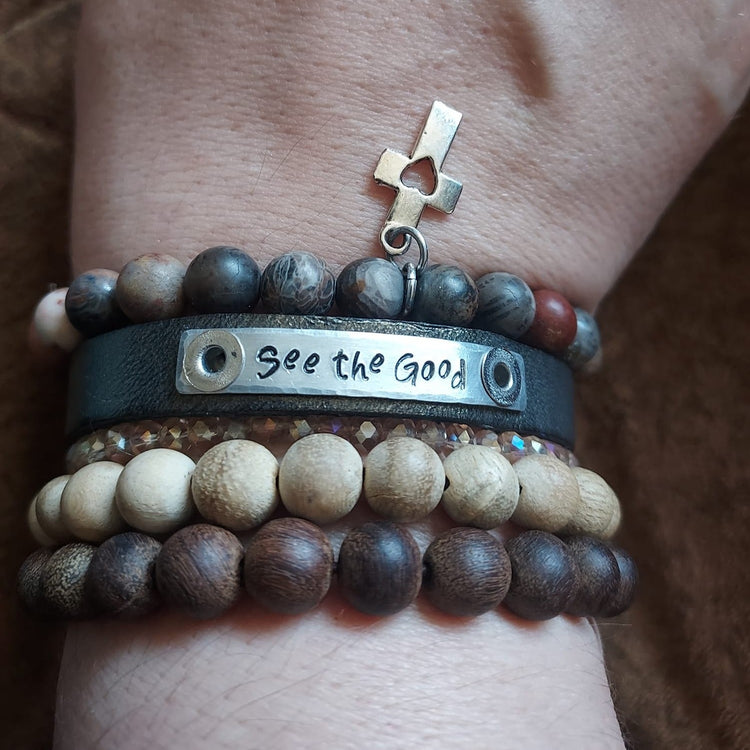 Natural Wood Bead Bracelets | 8mm Beads | 6 Colors | Womens Bracelets Create Hope Cuffs 