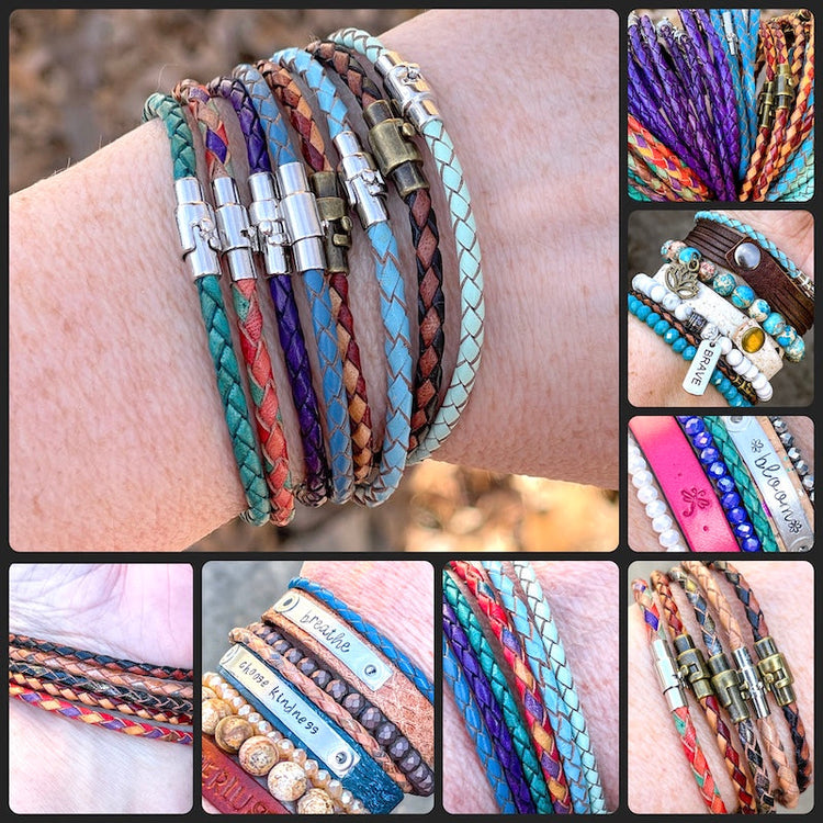 New! 3mm Braided Leather Bracelets | 9 MORE colors | Magnetic Closure | Unisex Bracelets Create Hope Cuffs 