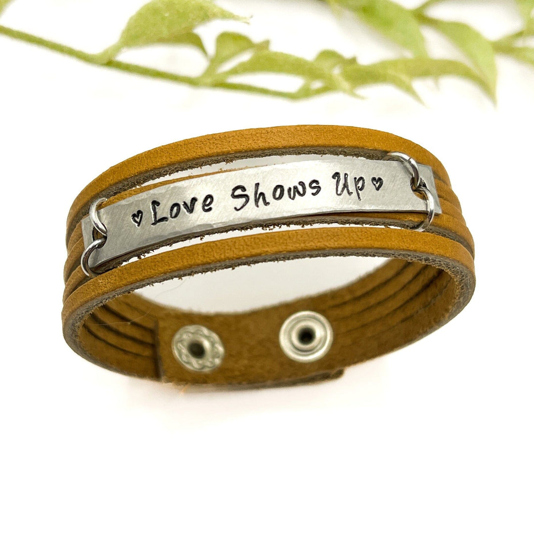 New! Camel Brown MiNi Wrap | 10 Phrases | Leather Bracelet | Women Teens | Adjustable Leather Wrap Create Hope Cuffs 