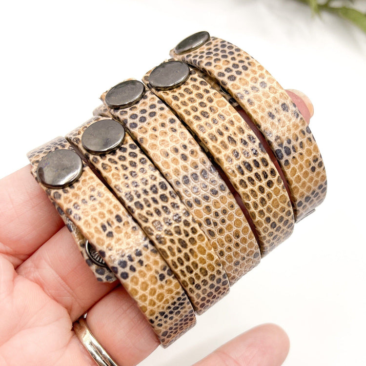 New! Lizard Tan Design Leather | 8 Phrases | Skinny Bracelet | Adjustable Skinny Bracelets Create Hope Cuffs 