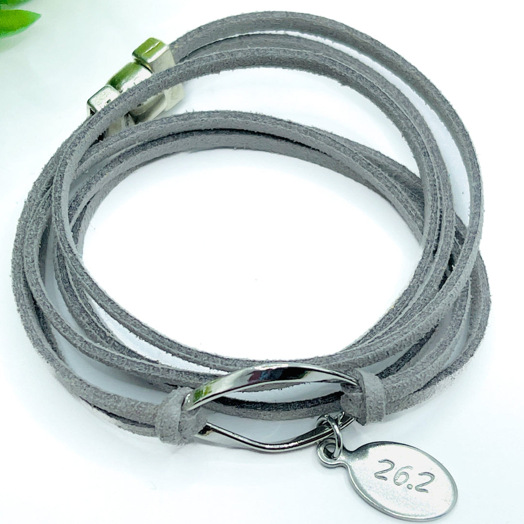 New Pendant Wraps | CHOOSE YOUR CHARM | Leather Wrap Bracelet | Women | Magnetic Leather Wrap Create Hope Cuffs Light Grey MOM 