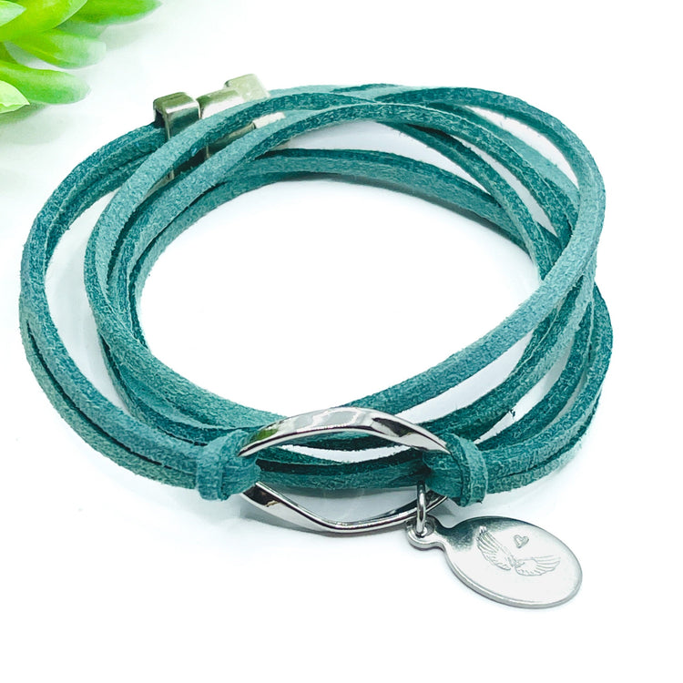 New Pendant Wraps | CHOOSE YOUR CHARM | Leather Wrap Bracelet | Women | Magnetic Leather Wrap Create Hope Cuffs Mint Green MOM 