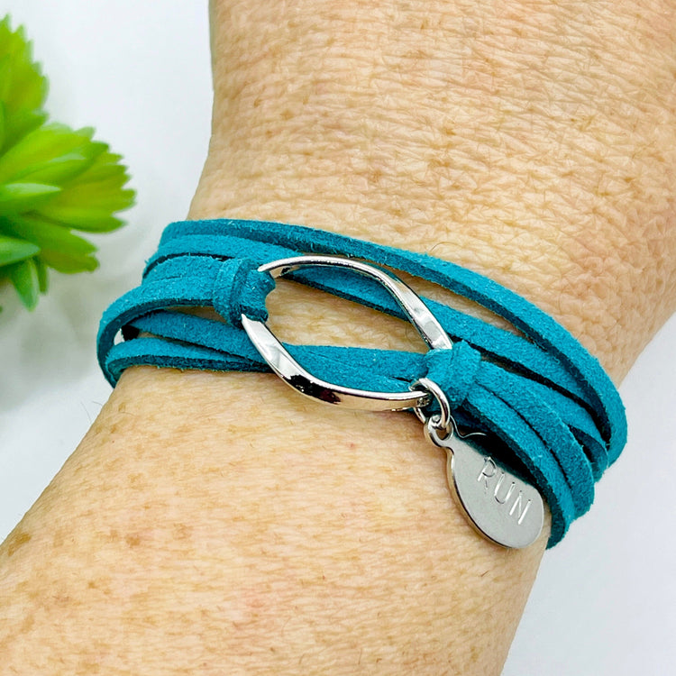 New Pendant Wraps | CHOOSE YOUR CHARM | Leather Wrap Bracelet | Women | Magnetic Leather Wrap Create Hope Cuffs Turquoise Blue MOM 