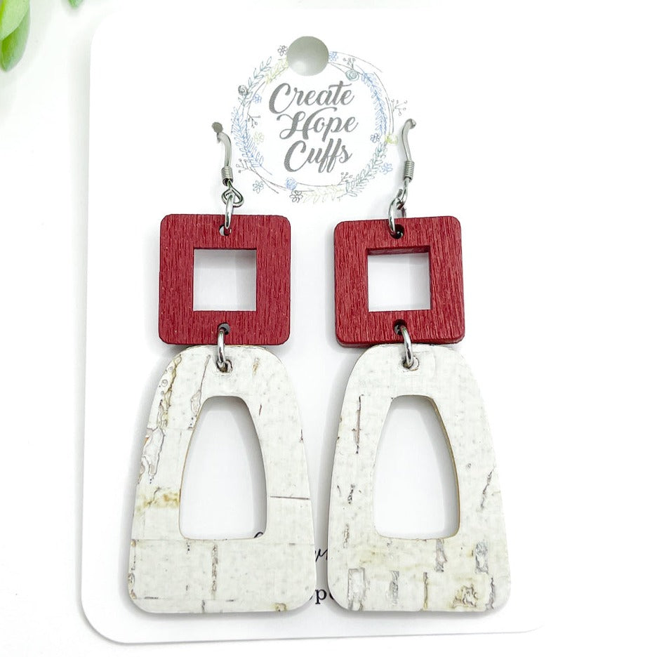 Open Frosted Red Leather | Stacked Earrings | Hypoallergenic | Women Leather Earrings Create Hope Cuffs 
