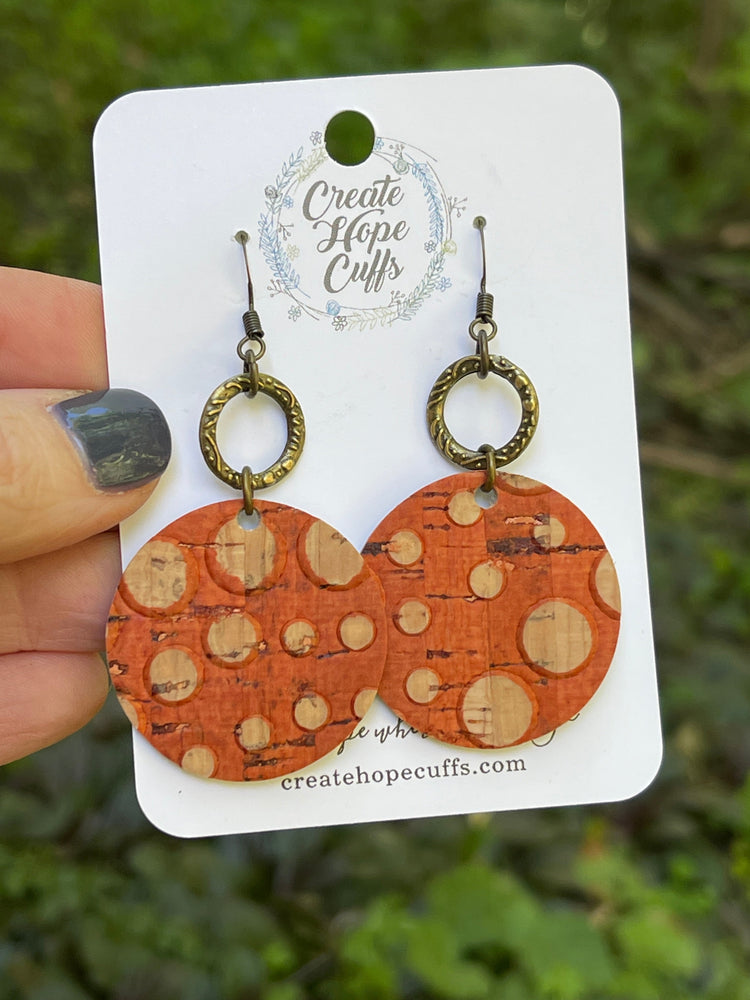 Orange MoonDots Leather Earrings | Stacked | Hypoallergenic | Women Leather Earrings Create Hope Cuffs 