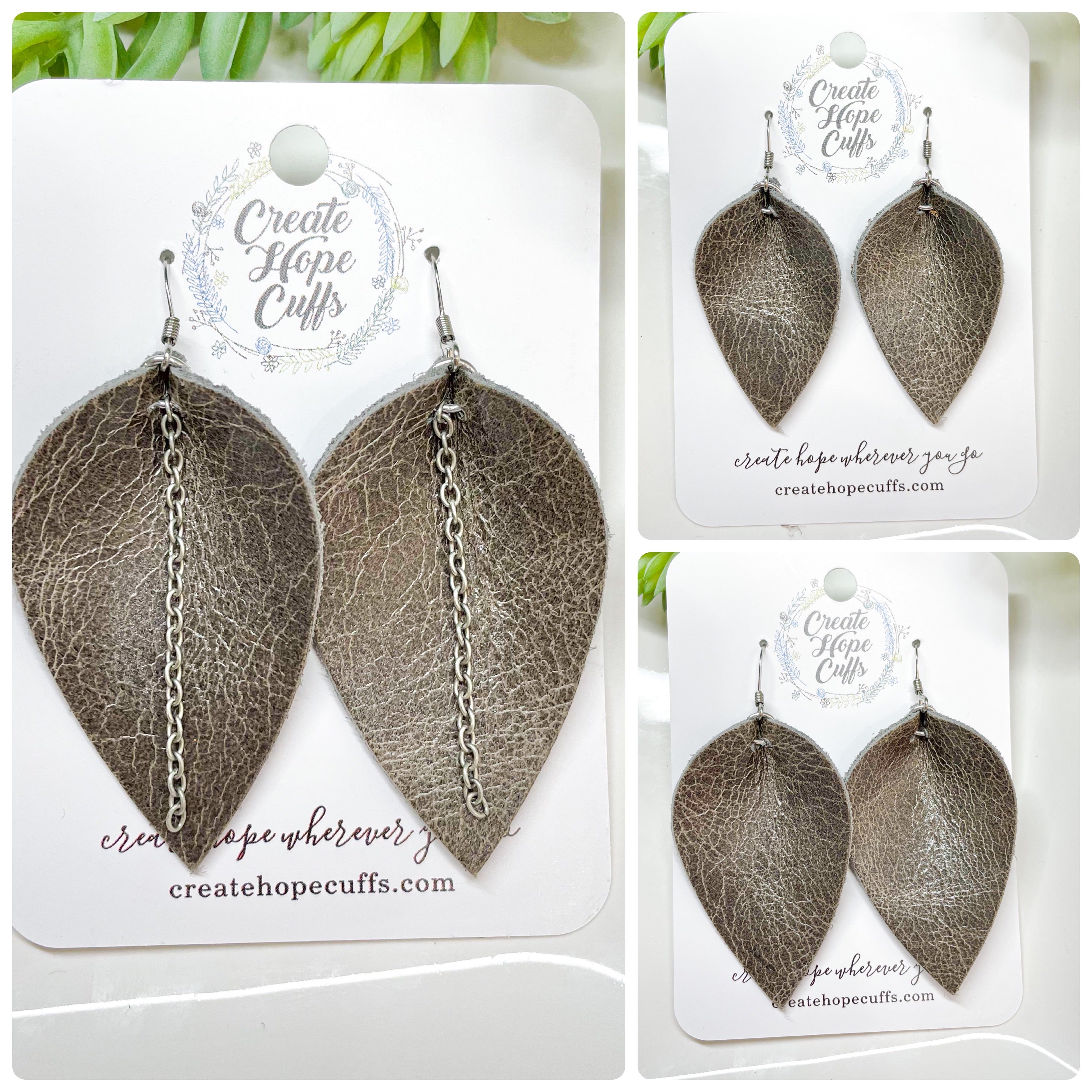 P-Earl Grey Leather Earrings | 3 Options | Hypoallergenic