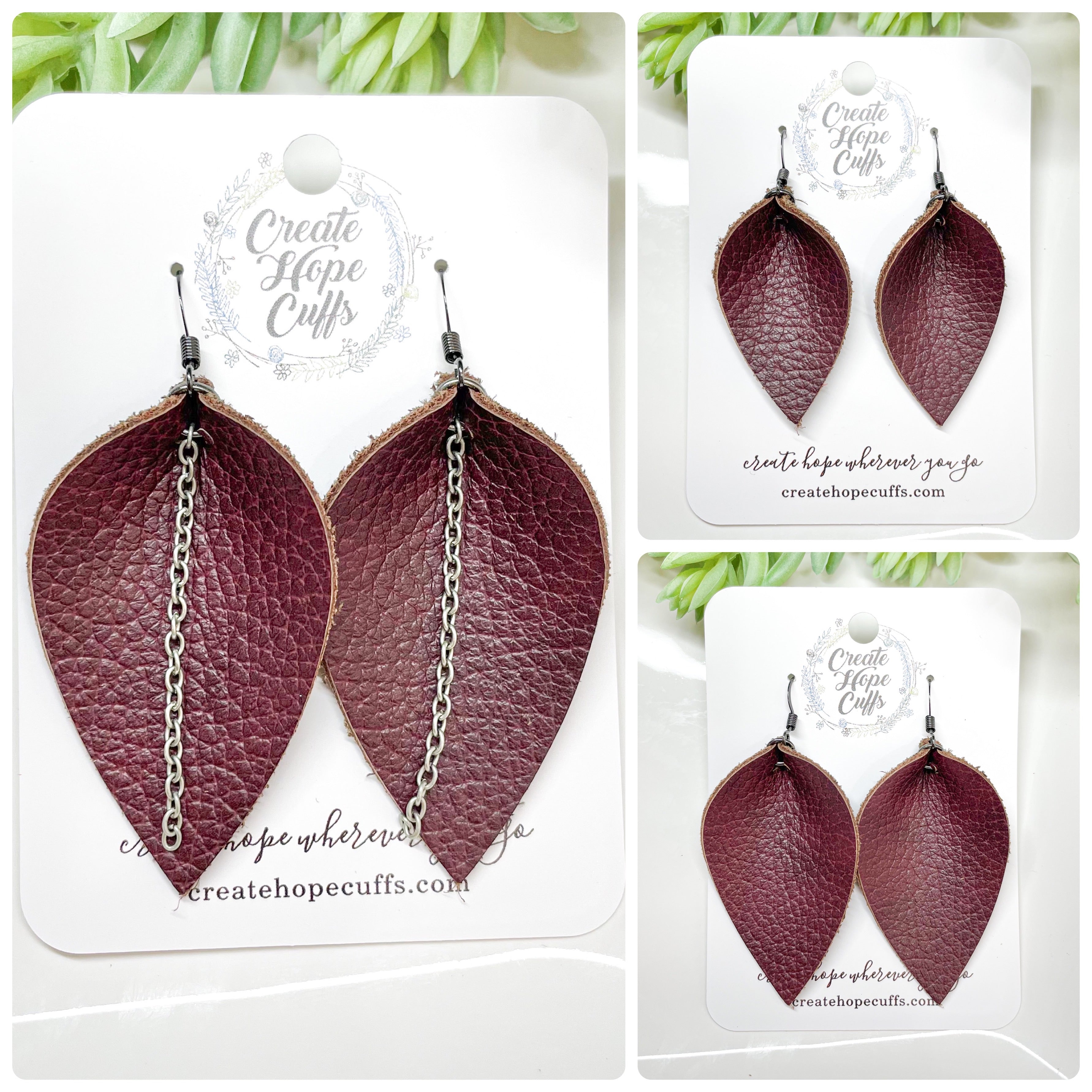 Perfect Plum! Leather Earrings | 3 Options | Hypoallergenic