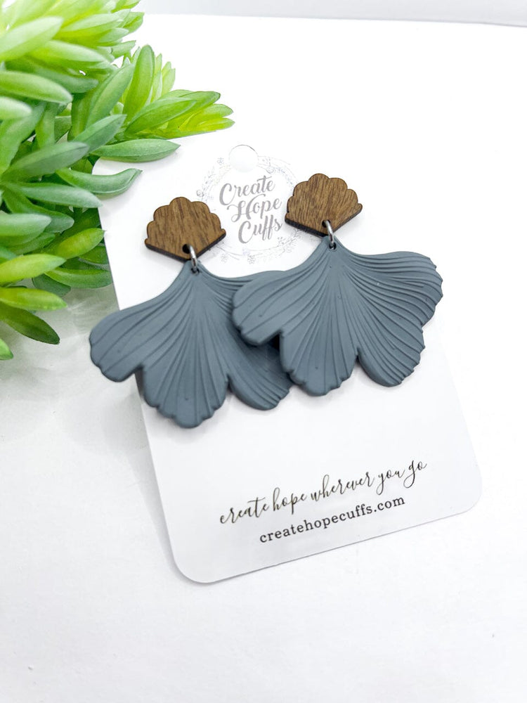 Petal Blooms | 2 Colors | Leather and Resin Earrings | Stacked | Hypoallergenic | Women Leather Earrings Create Hope Cuffs Grey Sky (dusty blue tones) 