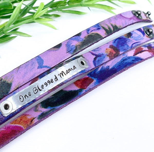 Purple Watercolor | 14 Phrases | Leather Skinny Bracelet | Adjustable Skinny Bracelets Create Hope Cuffs 
