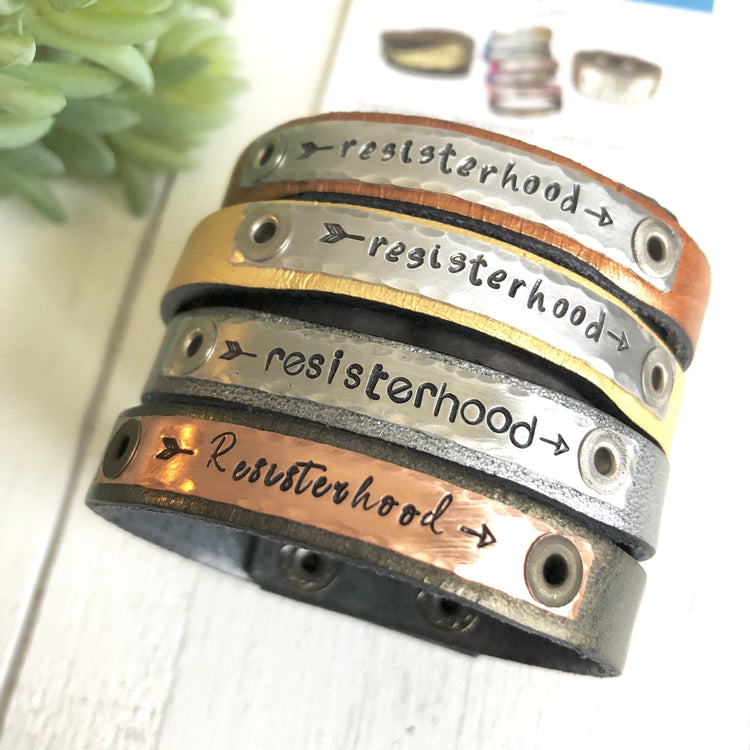 Resisterhood Metallic Leather Skinny Bracelets, Jen Hatmaker Collection, Hope Swag, 4 colors Skinny Bracelets Create Hope Cuffs 