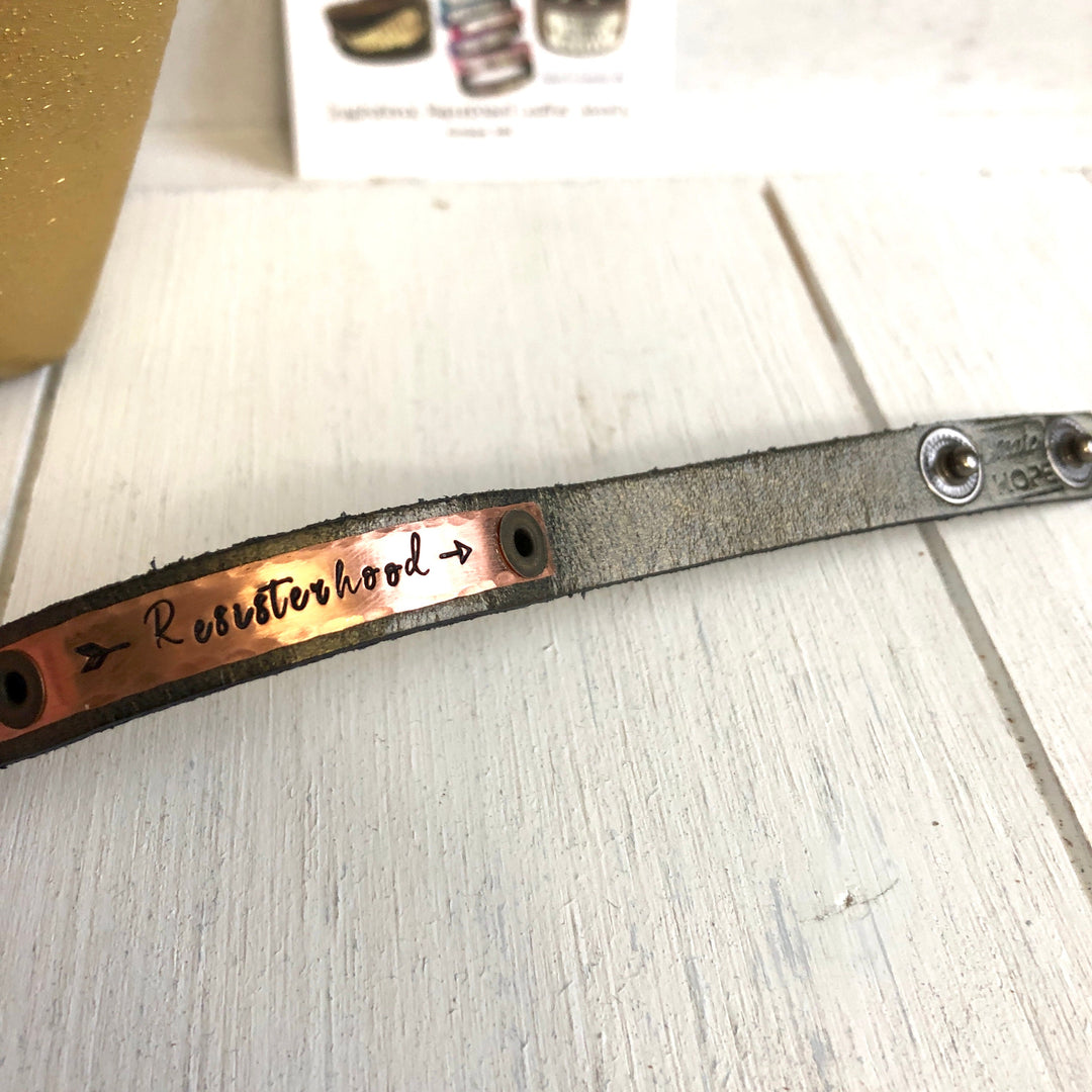 Resisterhood Metallic Leather Skinny Bracelets, Jen Hatmaker Collection, Hope Swag, 4 colors Skinny Bracelets Create Hope Cuffs 