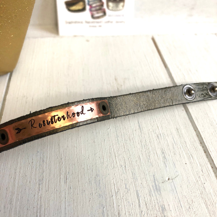 Resisterhood Metallic Leather Skinny Bracelets, Jen Hatmaker Collection, Hope Swag, 4 colors Skinny Bracelets Create Hope Cuffs 