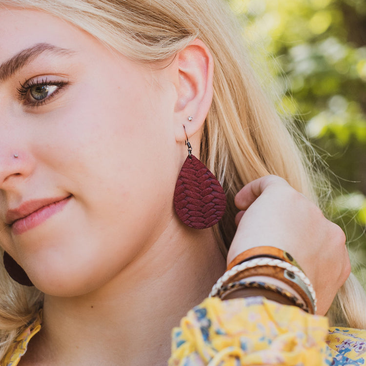 Royal Purple Leather Earrings | Petite Petal | Womens Teens | Hypoallergenic Leather Earrings Create Hope Cuffs 