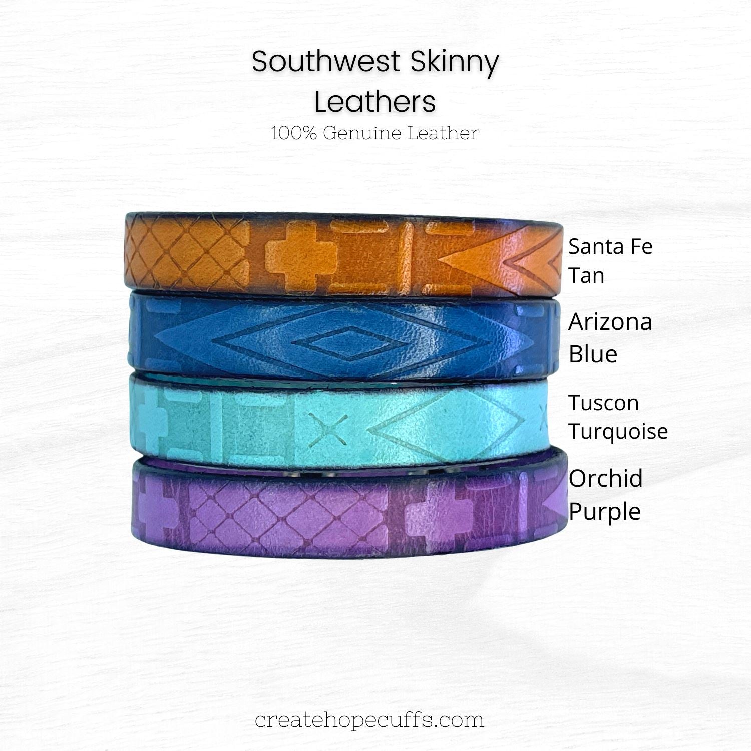 Skinny Empowerment Leather Bracelet adjustable for Women & Teens, 50+ colors Skinny Bracelets Create Hope Cuffs 