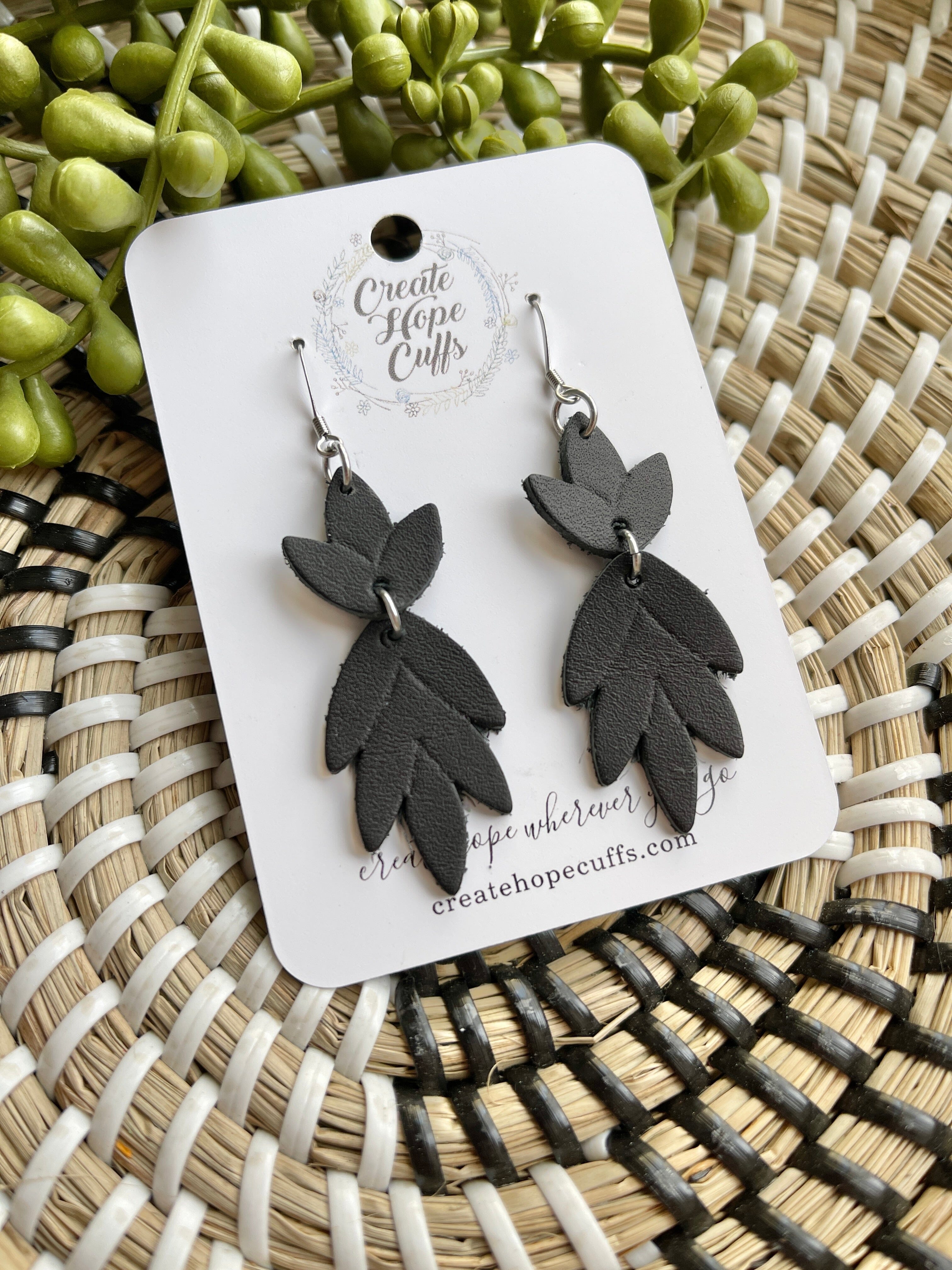The Elaine Leather Earrings in Black  Impressions Online Boutique