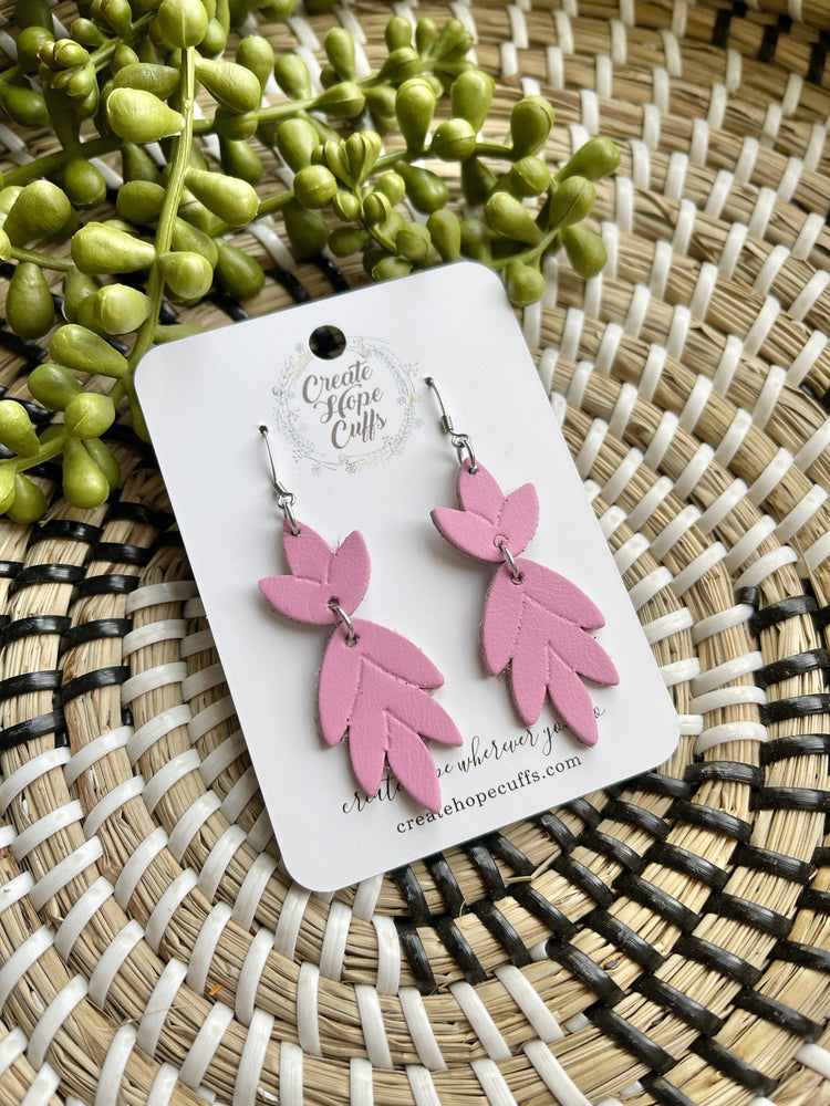 Spring Pastel Bouquet | 6 Colors | Leather Earrings | Stacked | Hypoallergenic | Women Leather Earrings Create Hope Cuffs Pastel Pink 
