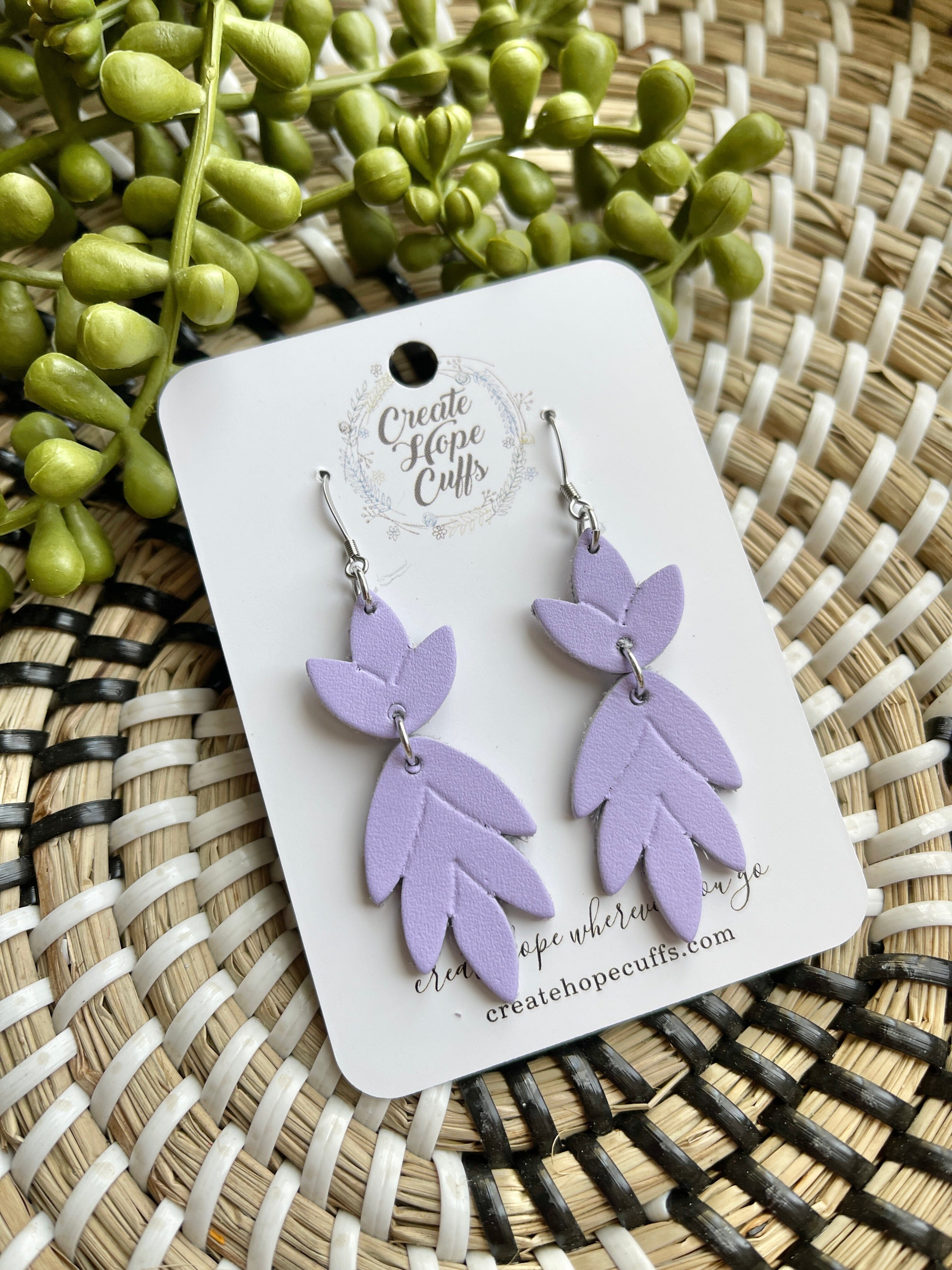 Spring Pastel Bouquet | 6 Colors | Leather Earrings | Stacked | Hypoallergenic | Women Leather Earrings Create Hope Cuffs Pastel Purple (lighter pair) 