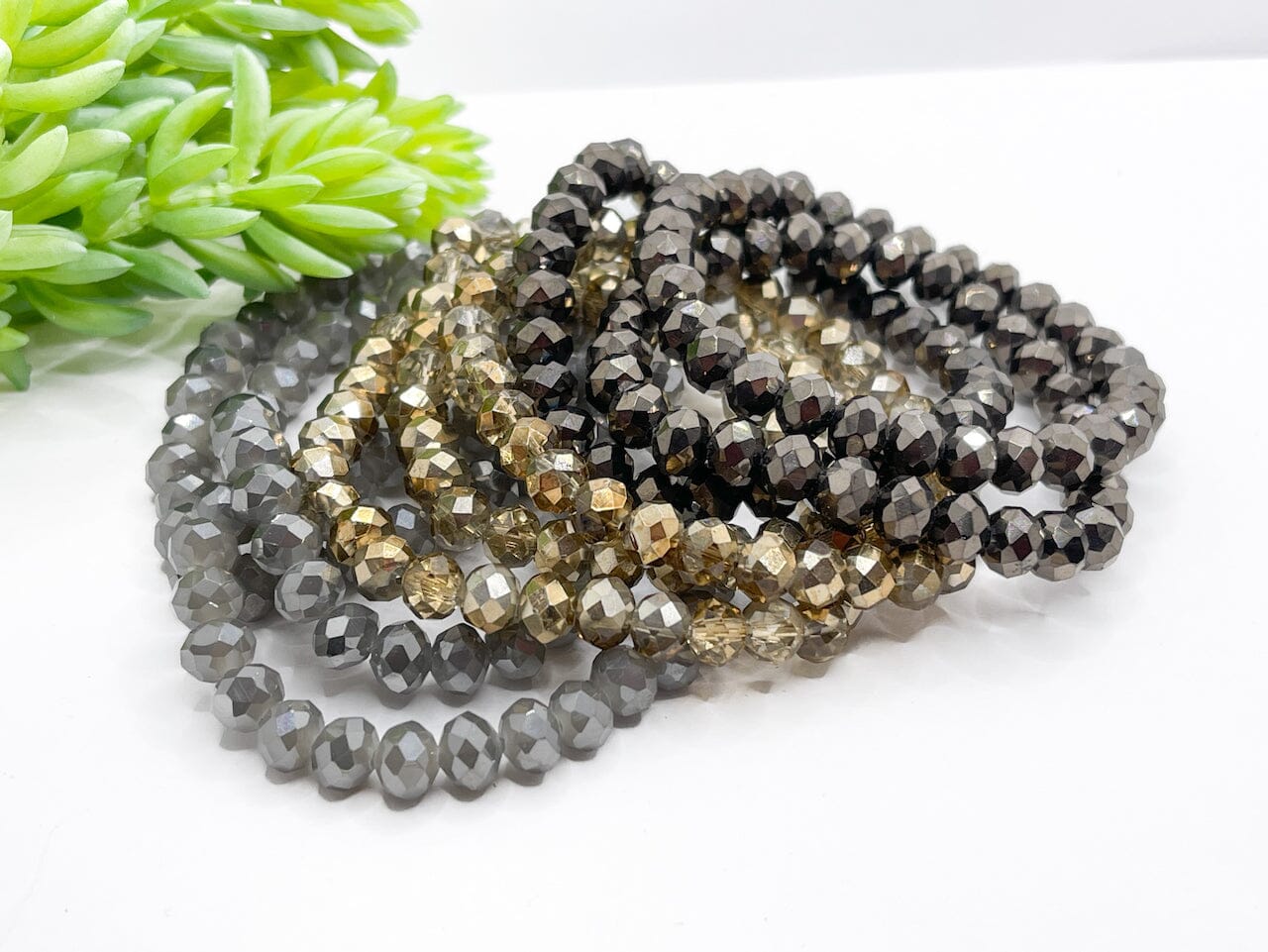 Stackable Crystal Bead Bracelets 8mm Faceted Crystal 6 Colors
