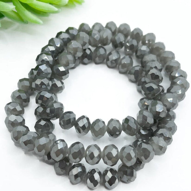 Stackable Crystal Bead Bracelets | 8mm Faceted Crystal | 6 Colors | Women Create Hope Cuffs Charcoal Sparkle 