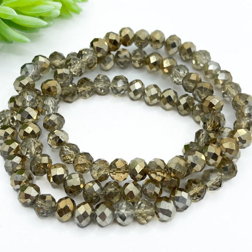 Stackable Crystal Bead Bracelets | 8mm Faceted Crystal | 6 Colors | Women Create Hope Cuffs Gold Sparkle 