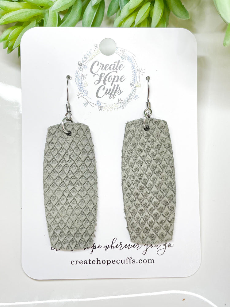 Textured Grey Suede Leather Earrings | Stacked | Hypoallergenic | Women Leather Earrings Create Hope Cuffs Short Bar 