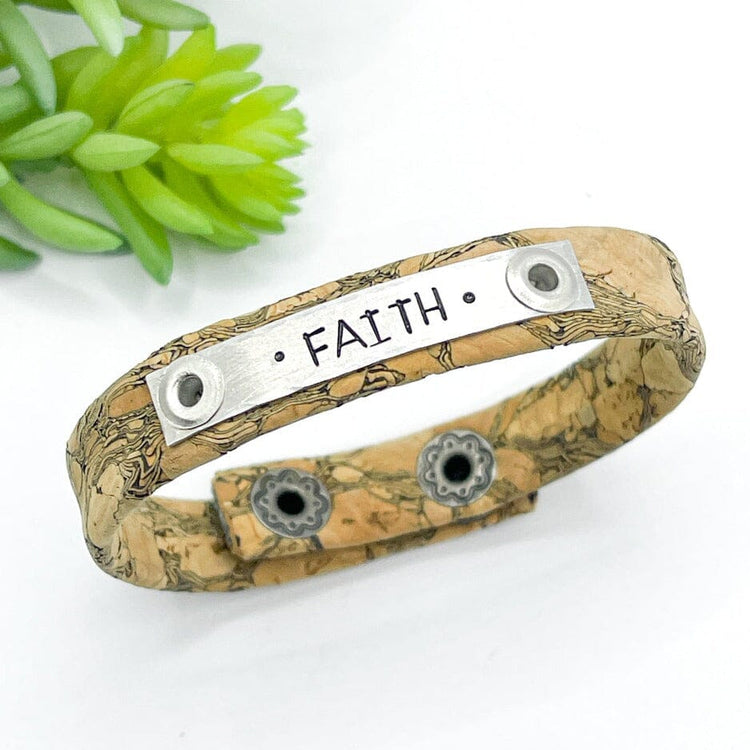 Three Phrases | Natural Vein Cork | Skinny Bracelet | Adjustable Skinny Bracelets Create Hope Cuffs FAITH 