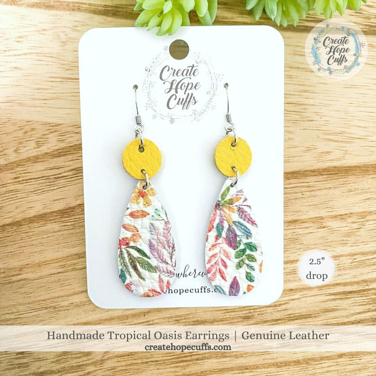 Tropical Oasis Yellow Leather Earrings | Stacked | Hypoallergenic | Women Leather Earrings Create Hope Cuffs 