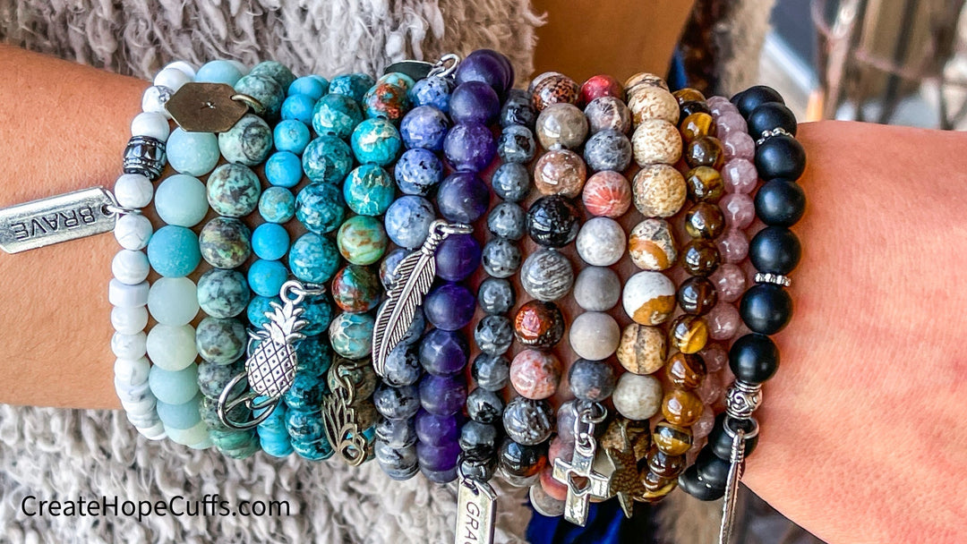 Tucson Turquoise | 5 Phrases | Leather Skinny Bracelet | Adjustable Skinny Bracelets Create Hope Cuffs 