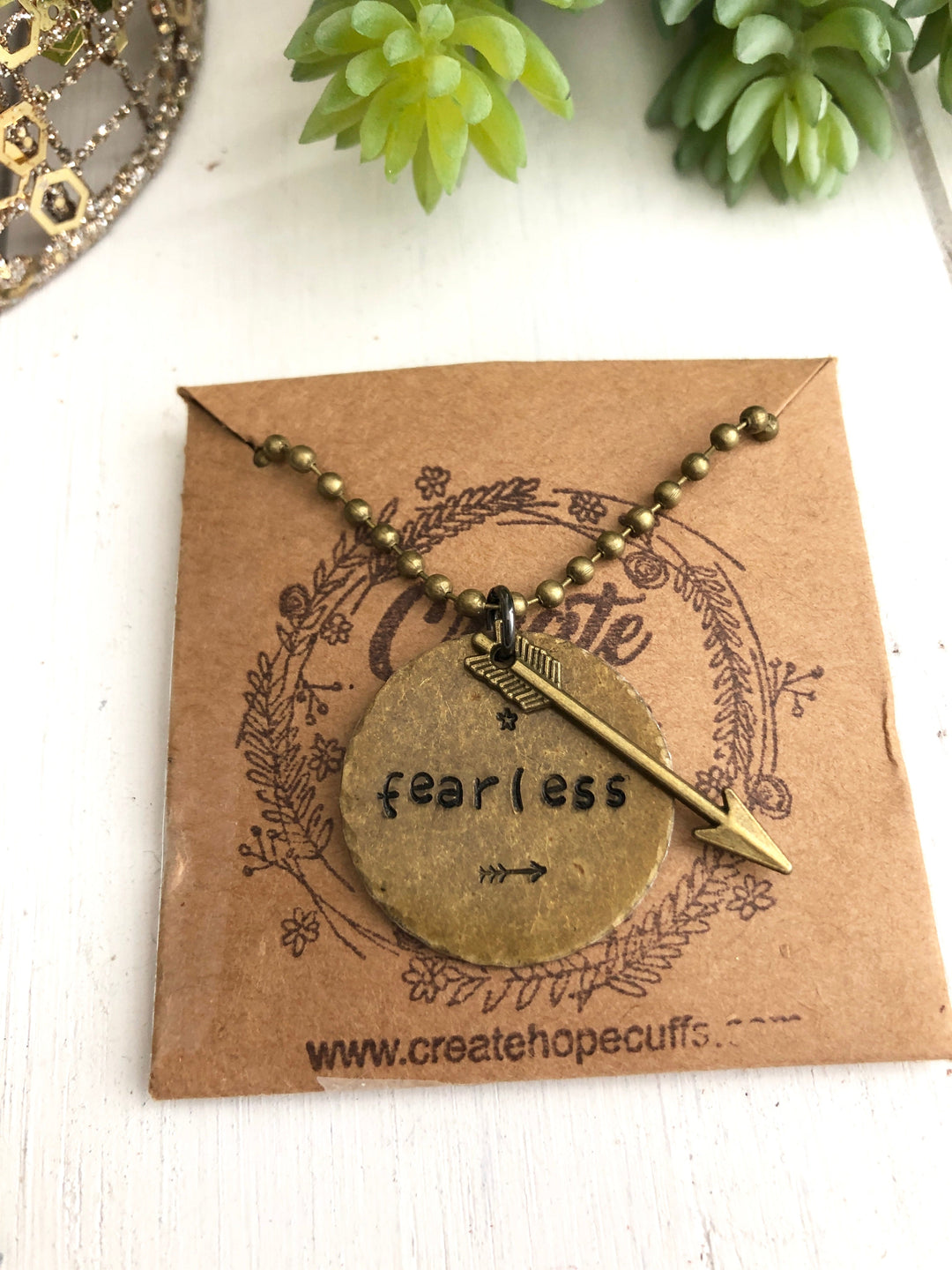 Vintage Necklaces, Antiqued Bronze Inspirational Ball Necklace, Dreamer, Brave, Fearless, Hope, Believe with Arrow Charm Vintage Necklace Create Hope Cuffs 