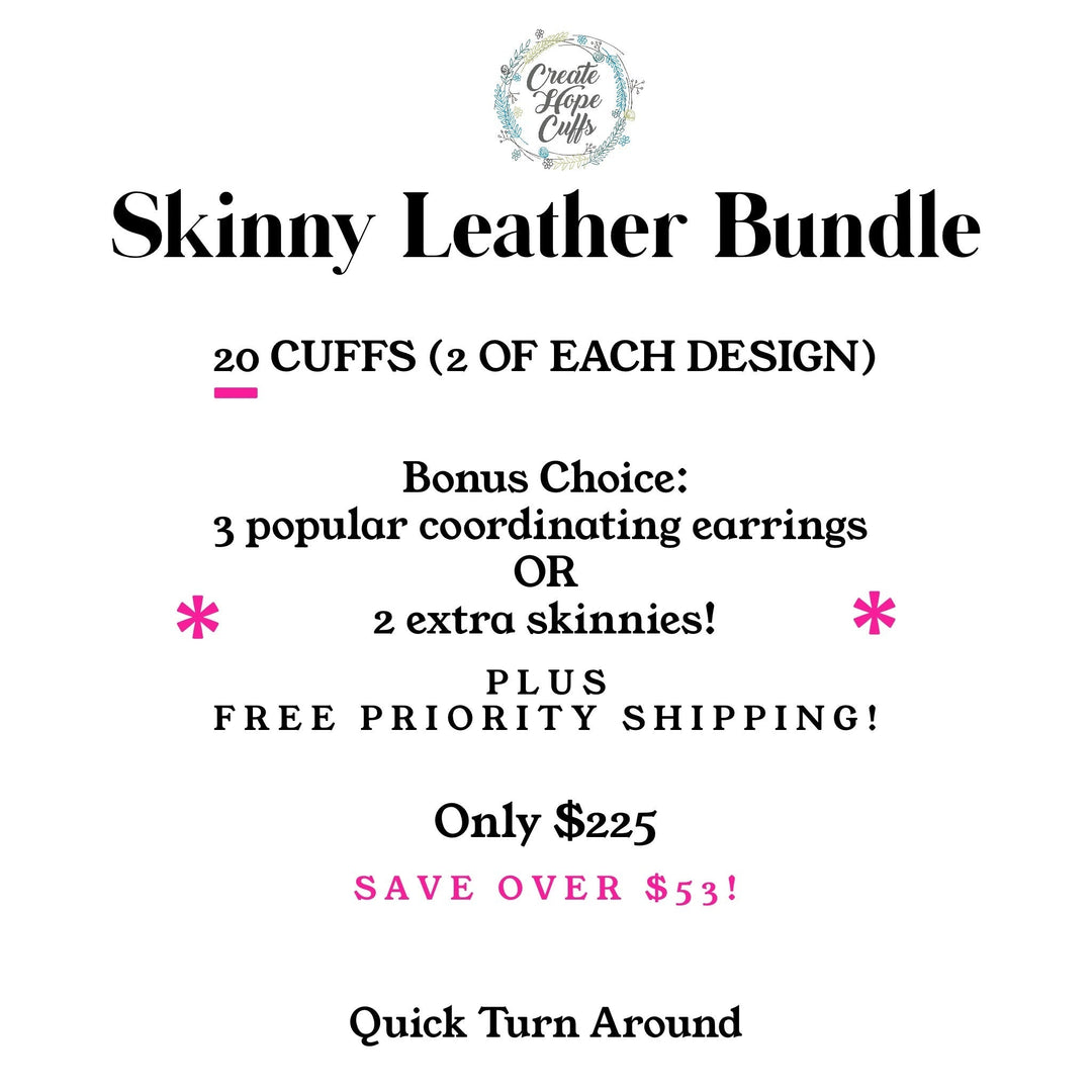 (Wholesale) 3 BUNDLE OPTIONS | SPRING Blossoms | Skinny Leather Bracelets | Save more than $64! Leather Wrap Create Hope Cuffs 