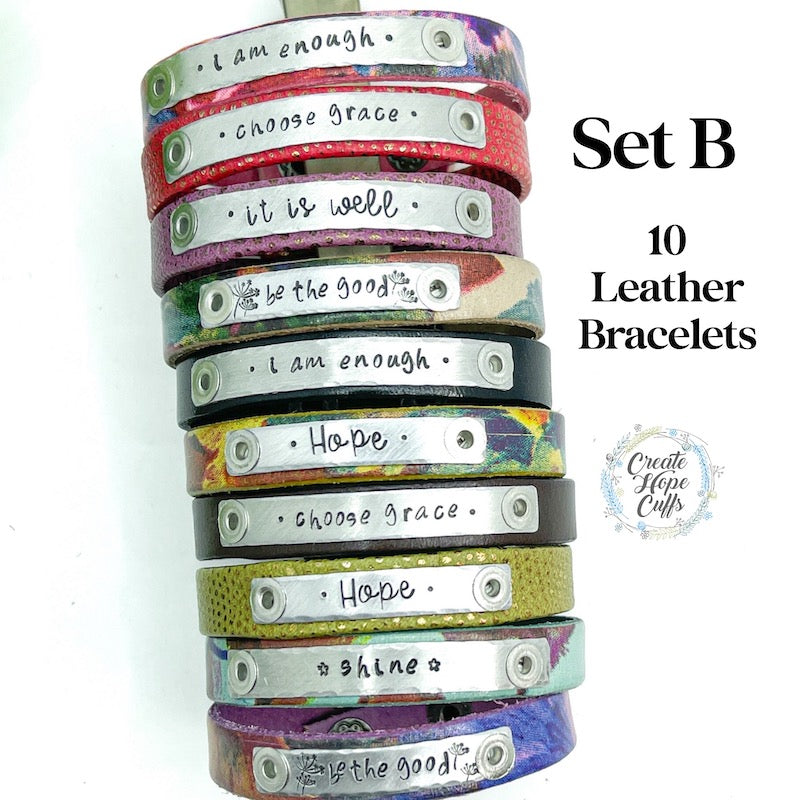 (Wholesale) 3 BUNDLE OPTIONS | SPRING Blossoms | Skinny Leather Bracelets | Save more than $64! Leather Wrap Create Hope Cuffs 