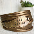 (Wholesale) Bronze Leather & Angel Wing | 5 Phrases | Double Wrap Bracelet | Women | adjustable
