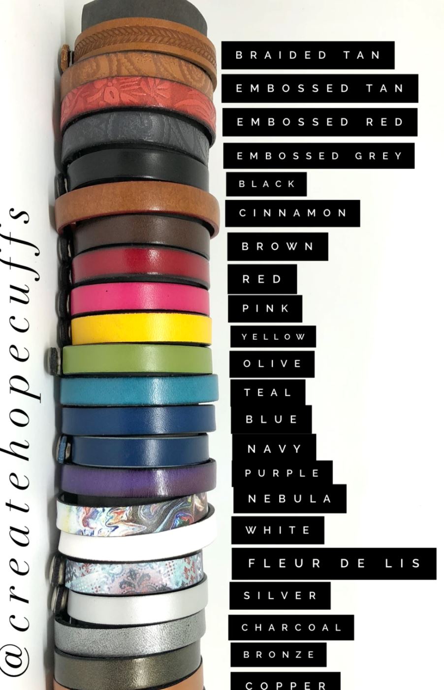 (Wholesale) BUNDLE: COURAGEOUS Skinny Leather Bracelet, 20+ color options Skinny Bracelets Create Hope Cuffs 
