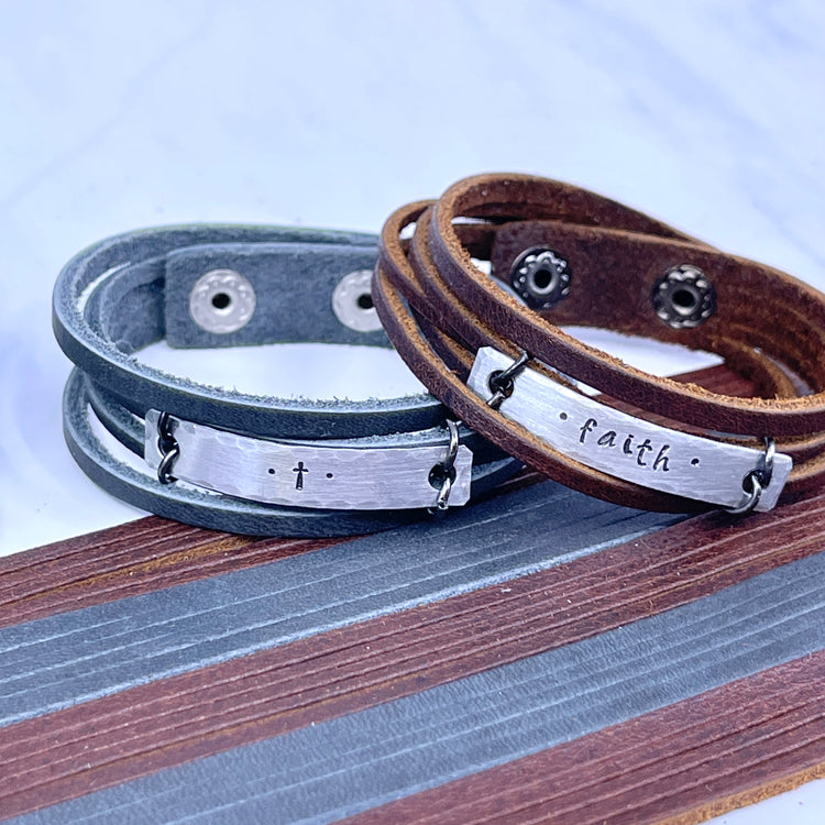 (Wholesale) BUNDLE: MiNi Leather Wraps Leather Wrap Create Hope Cuffs 