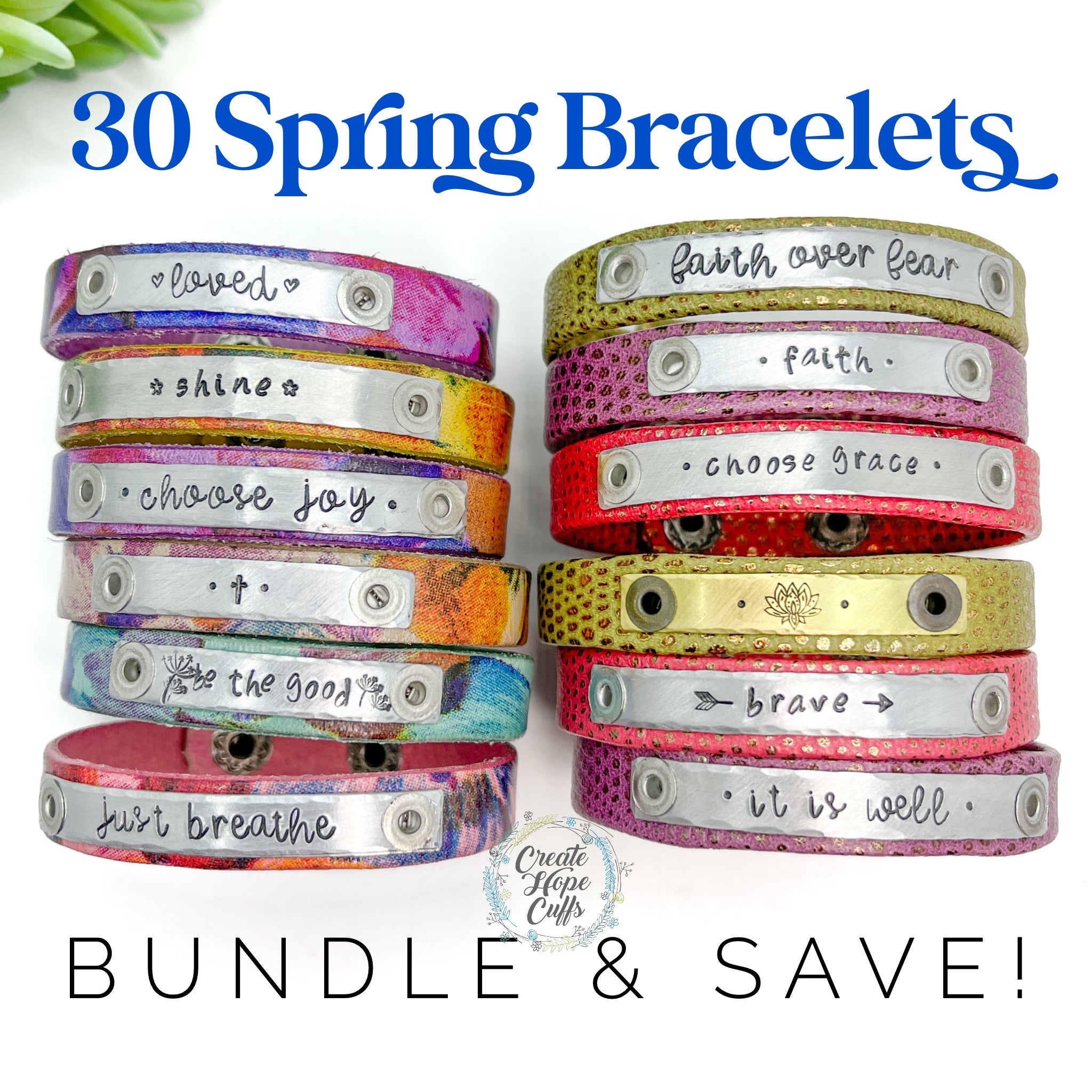 (Wholesale) BUNDLE: 🌺 Spring Blossoms 2022 | 30 Bracelets | Save $80 Bracelets Create Hope Cuffs 