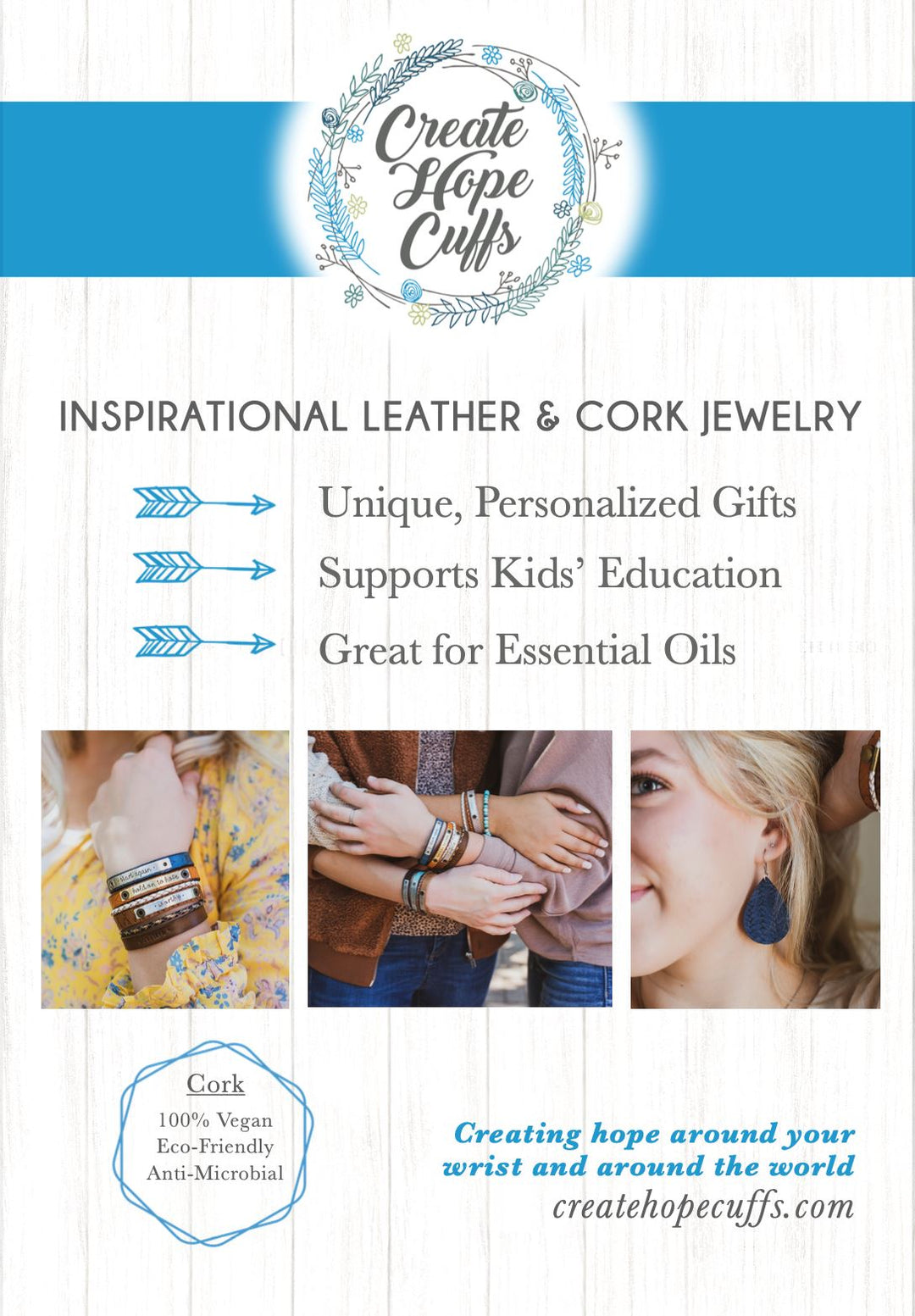 (Wholesale) Bundles: October - TAP THIS TITLE TO CHOOSE YOUR BUNDLE! Leather Wrap Create Hope Cuffs 