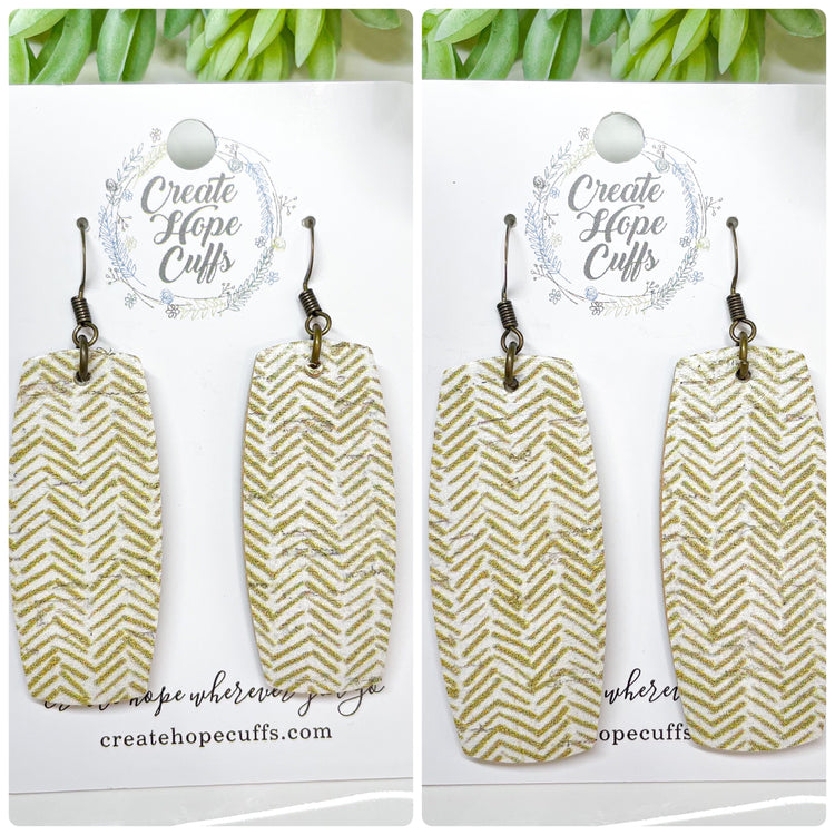 (Wholesale) Chevron Taupe Bar Leather Earrings | Stacked | Hypoallergenic | Women Leather Earrings Create Hope Cuffs 