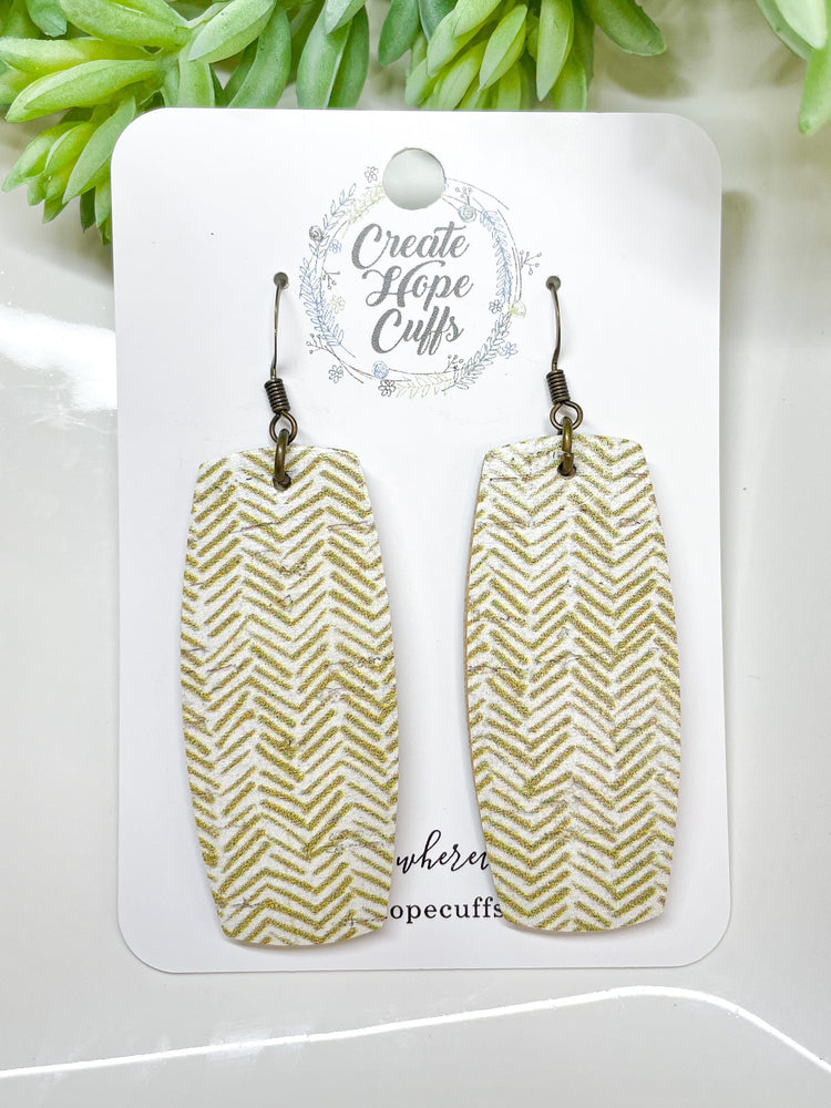 (Wholesale) Chevron Taupe Bar Leather Earrings | Stacked | Hypoallergenic | Women Leather Earrings Create Hope Cuffs Long Bar 