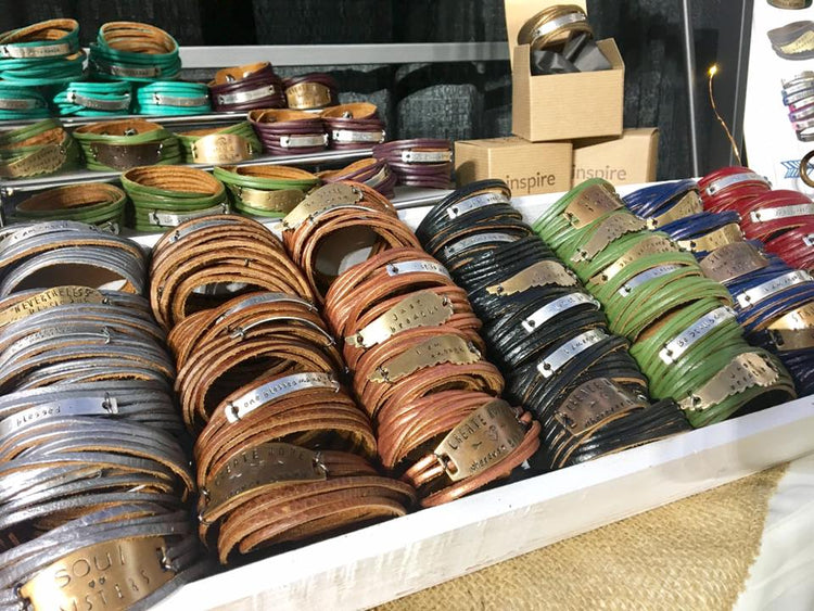 (Wholesale) Copper Leather & Bronze Metal | 10 Phrases | Wrap Bracelet, adjustable Leather Wrap Create Hope Cuffs 