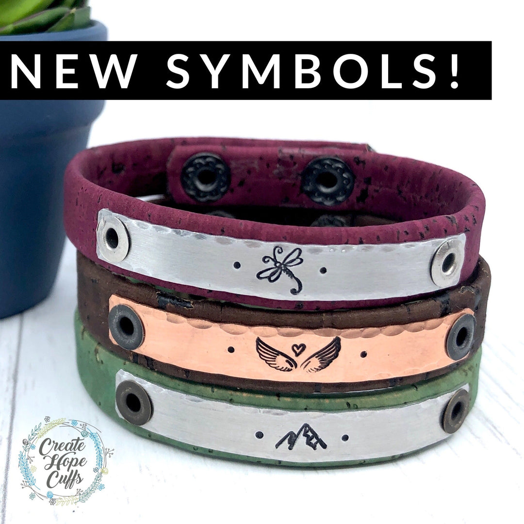 (Wholesale) CORK Skinny Bracelets | Vegan | ECO friendly | 18+ colors | TAP TITLE FOR OPTIONS LIST! Skinny Bracelets Create Hope Cuffs 
