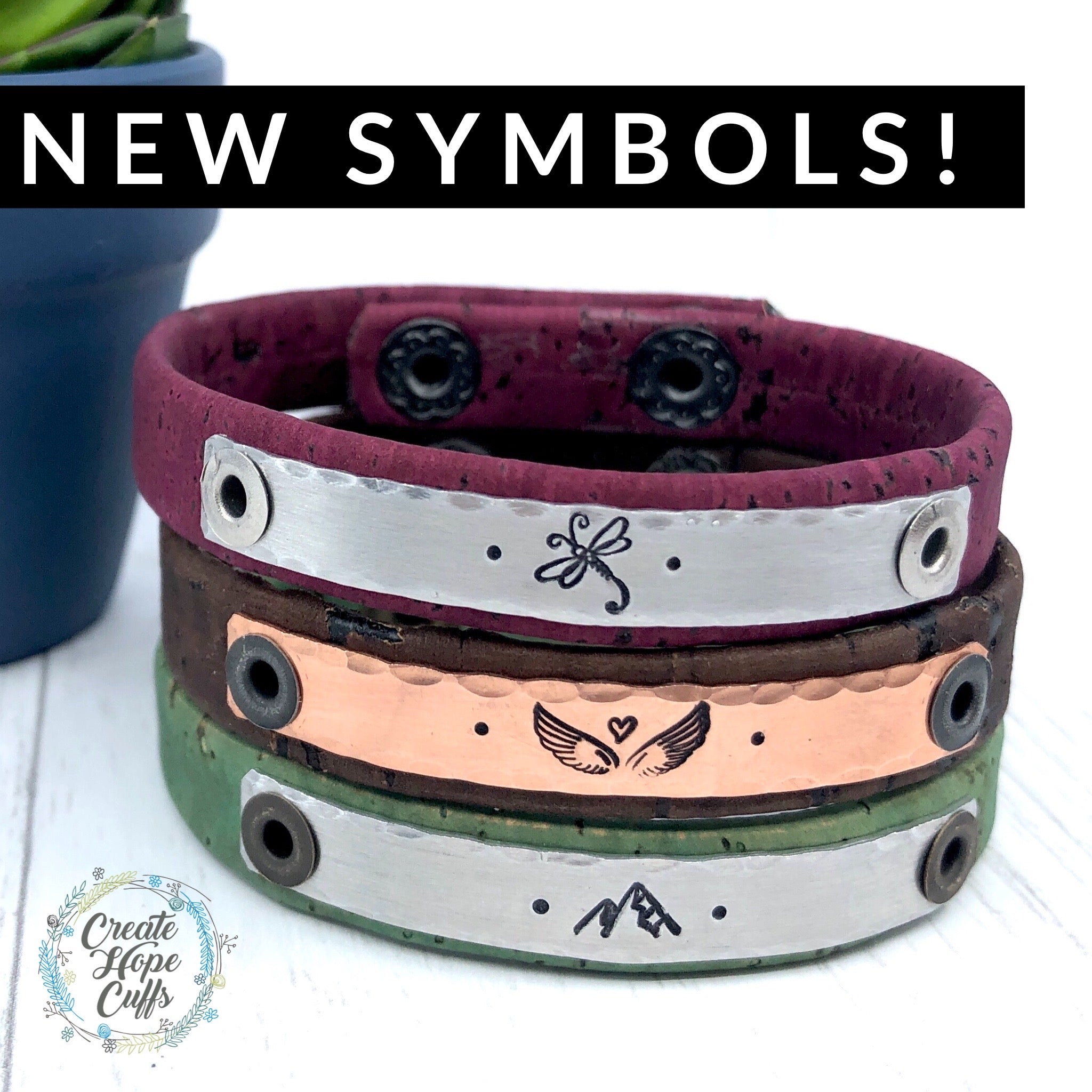 (Wholesale) CORK Skinny Bracelets | Vegan | ECO friendly | 18+ colors | TAP TITLE FOR OPTIONS LIST! Skinny Bracelets Create Hope Cuffs 