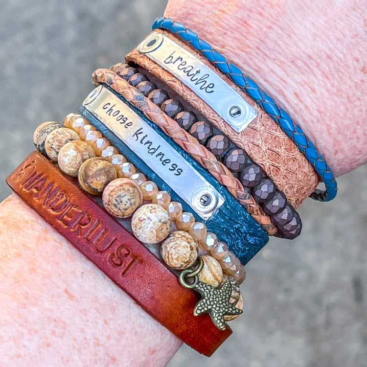 (Wholesale) Earthy Starfish Jasper | Gemstone Bead Bracelets | 8mm Stone | Women Bracelets Create Hope Cuffs 