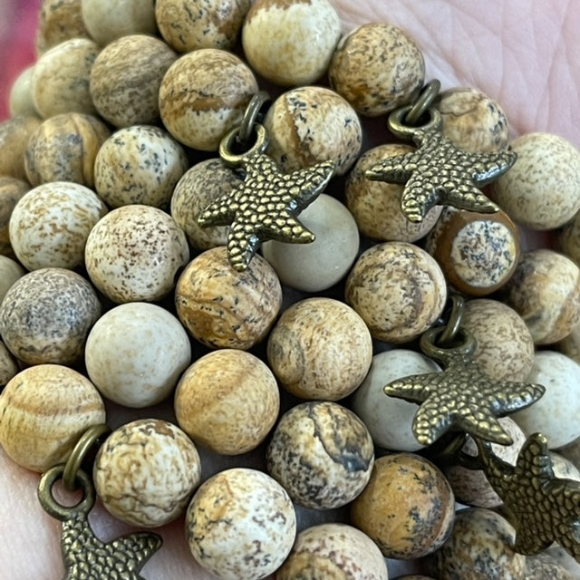 (Wholesale) Earthy Starfish Jasper | Gemstone Bead Bracelets | 8mm Stone | Women Bracelets Create Hope Cuffs 