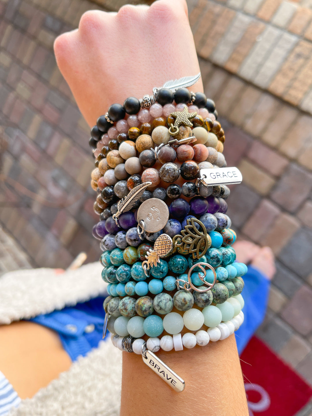 (Wholesale) Earthy Starfish Jasper | Gemstone Bead Bracelets | 8mm Stone | Women Bracelets Create Hope Cuffs 