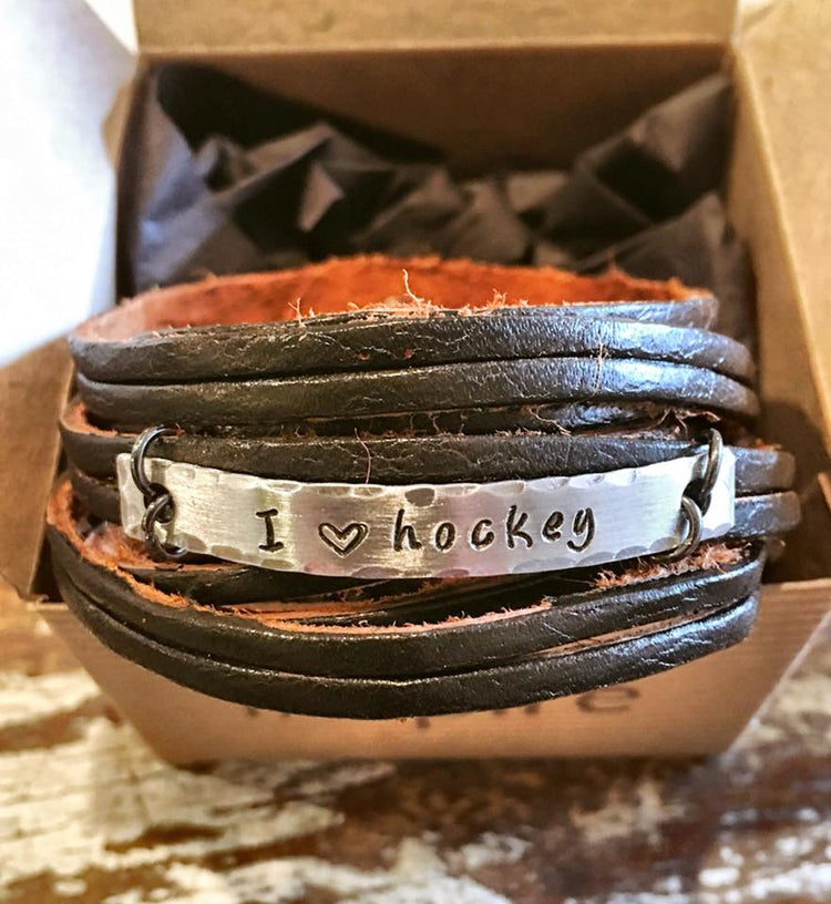 (Wholesale) I 🖤 SPORTS Mom Leather | 6 sports | Wrap Bracelet | adjustable Leather Wrap Create Hope Cuffs 