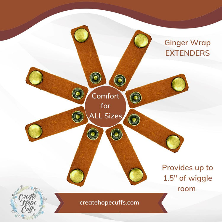 (Wholesale) LEATHER EXTENDERS FOR WRAPS - Double Wrap & Mini Wrap Leather Wrap Create Hope Cuffs Mini Wrap - Ginger Spice 