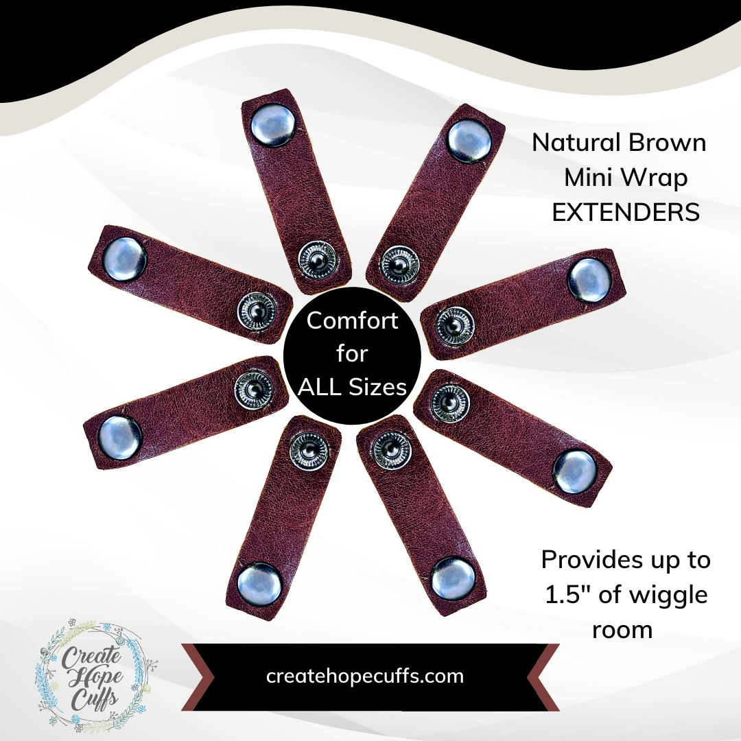 (Wholesale) LEATHER EXTENDERS FOR WRAPS - Double Wrap & Mini Wrap Leather Wrap Create Hope Cuffs Mini Wrap - Natural Brown 