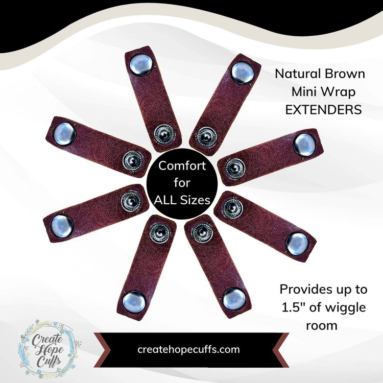 (Wholesale) LEATHER EXTENDERS FOR WRAPS - Double Wrap & Mini Wrap Leather Wrap Create Hope Cuffs Mini Wrap - Natural Brown 